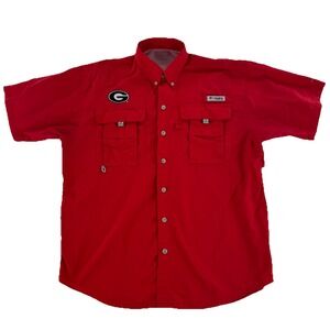 Columbia PFG UGA Georgia Bulldogs Vented Outdoors Shirt Mens Small Red